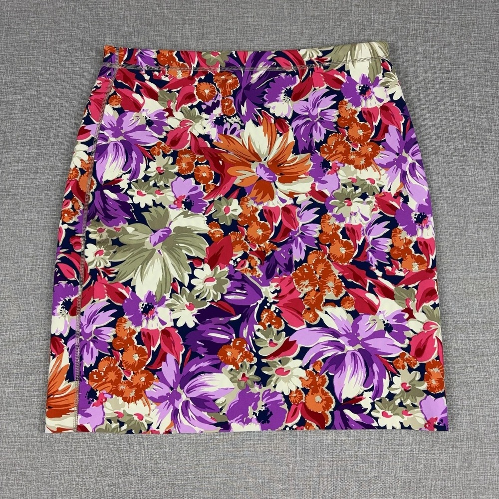 J. McLaughlin Skirt Womens Large Floral Knit Knee Length Pencil Stretch
